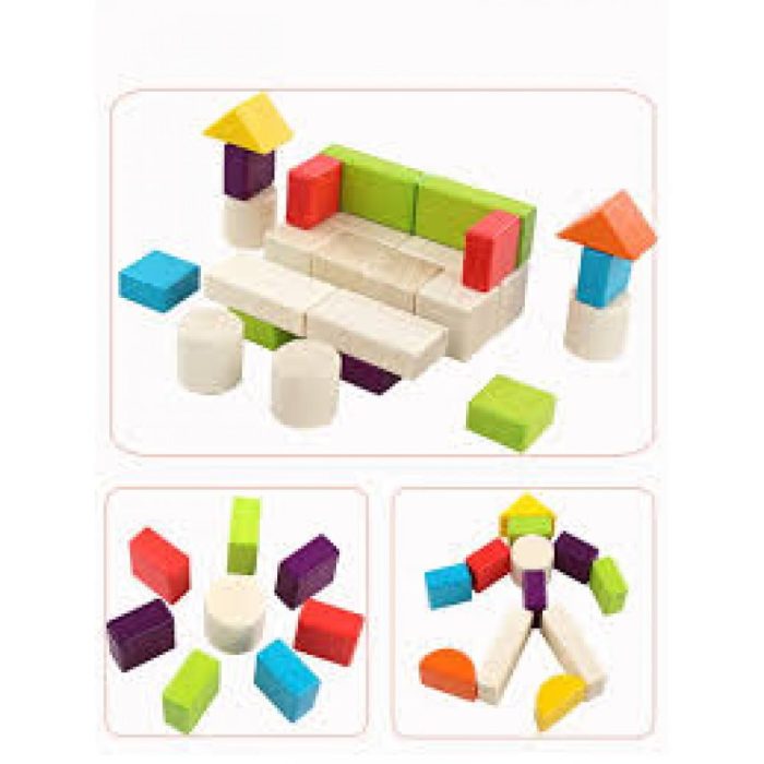30 Piece Wooden Blocks With Wooden Box - Image 3
