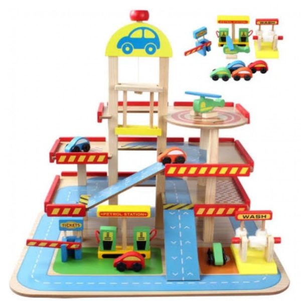 Wooden Car Garage Playset
