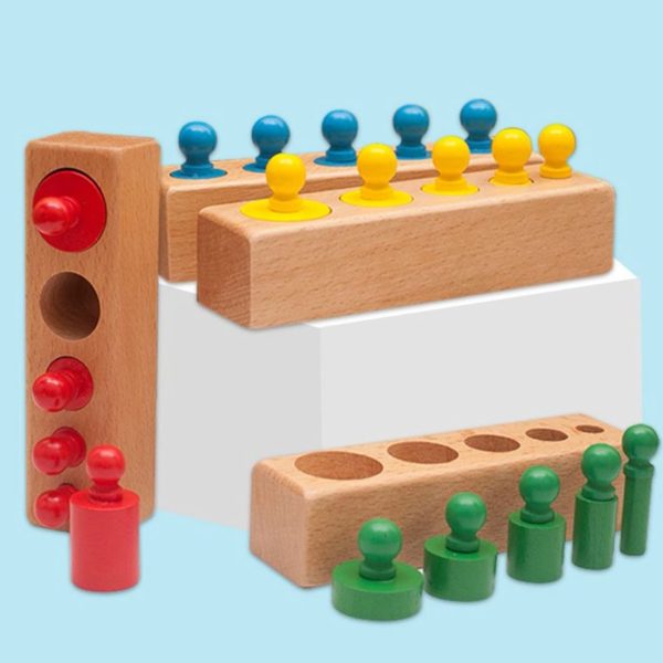 Wooden Knob Cylindrical Block