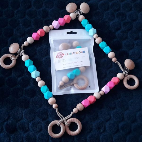 Silicone & Wooden Teething Pacifier Clip