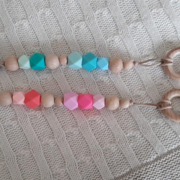 Alternative view of Silicone & Wooden Teething Pacifier Clip