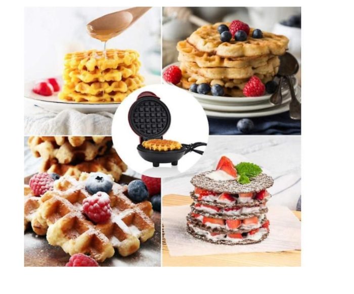 Non Stick Electric Mini Waffle Maker - Red - Image 4
