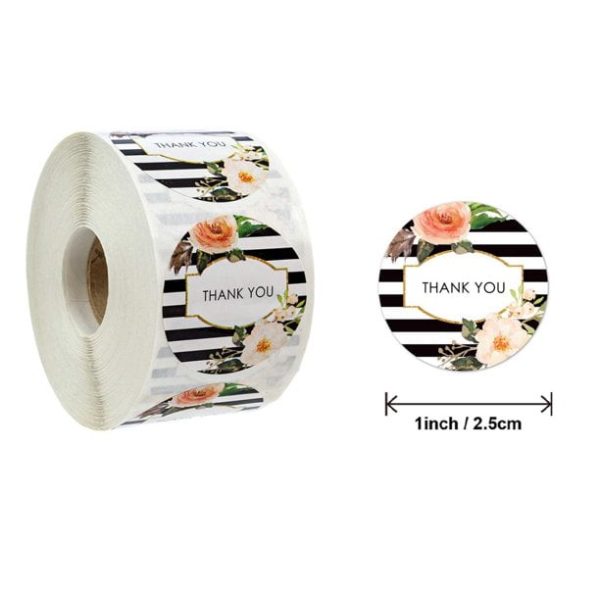 Black and White Thank You stickers