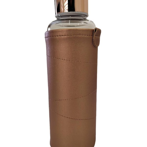 Rosegold Glass Bottle with Leatherette Cover - 500ml