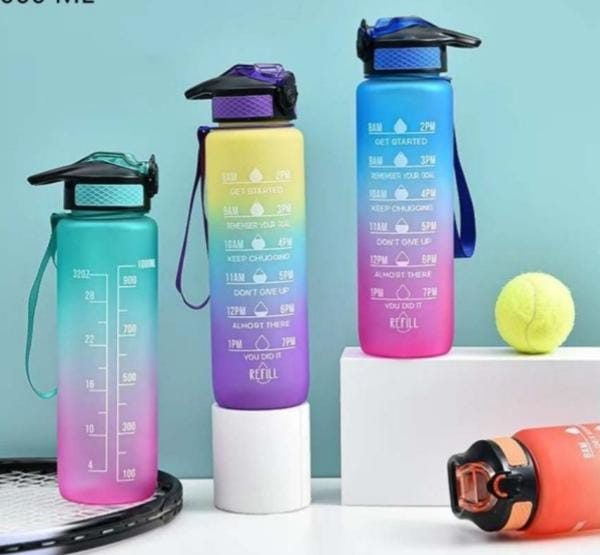 1l Motivational Water Bottle With Handle Removable Straw