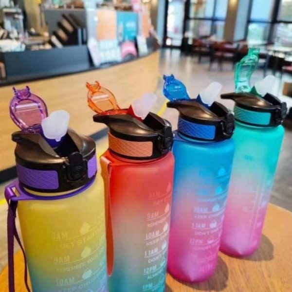 Alternative view of 1l Motivational Water Bottle With Handle Removable Straw