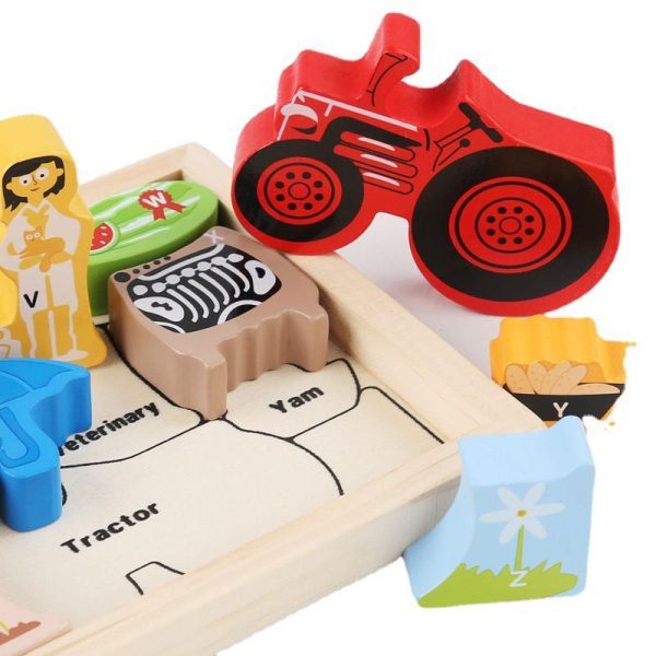 Alternative view of Wooden Cognitive Alphabet Matching Puzzle