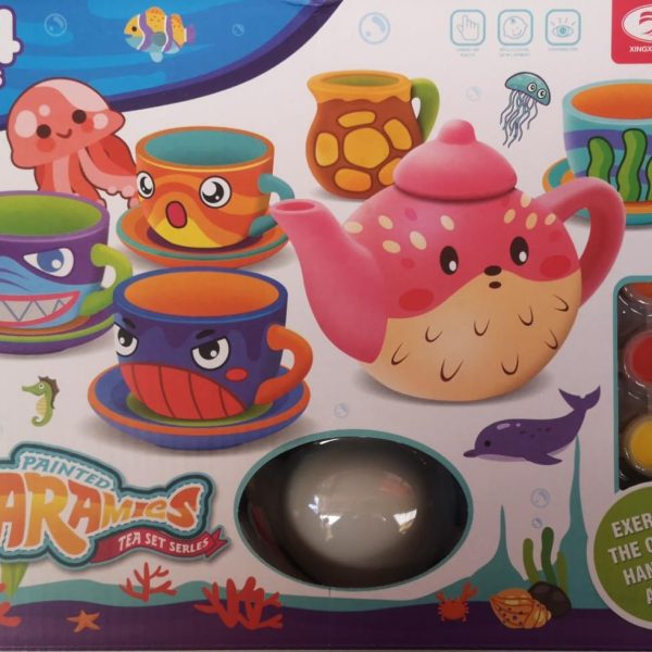 14 Piece Painted Ceramic Tea Set