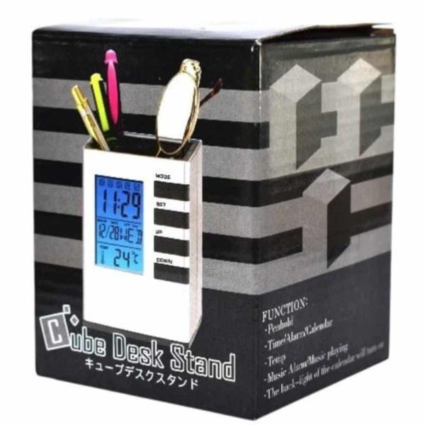 Alternative view of Stationery Holder with Calender, Temperature and  Alarm Clock