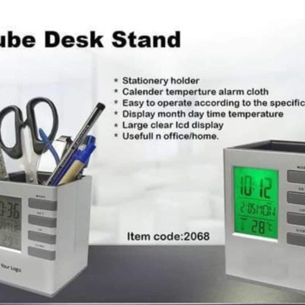 Stationery Holder with Calender, Temperature and  Alarm Clock