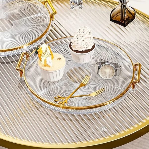 Alternative view of 1pc Clear Round Tray with Handle