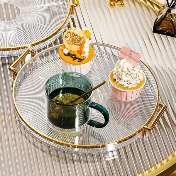 1pc Clear Round Tray with Handle