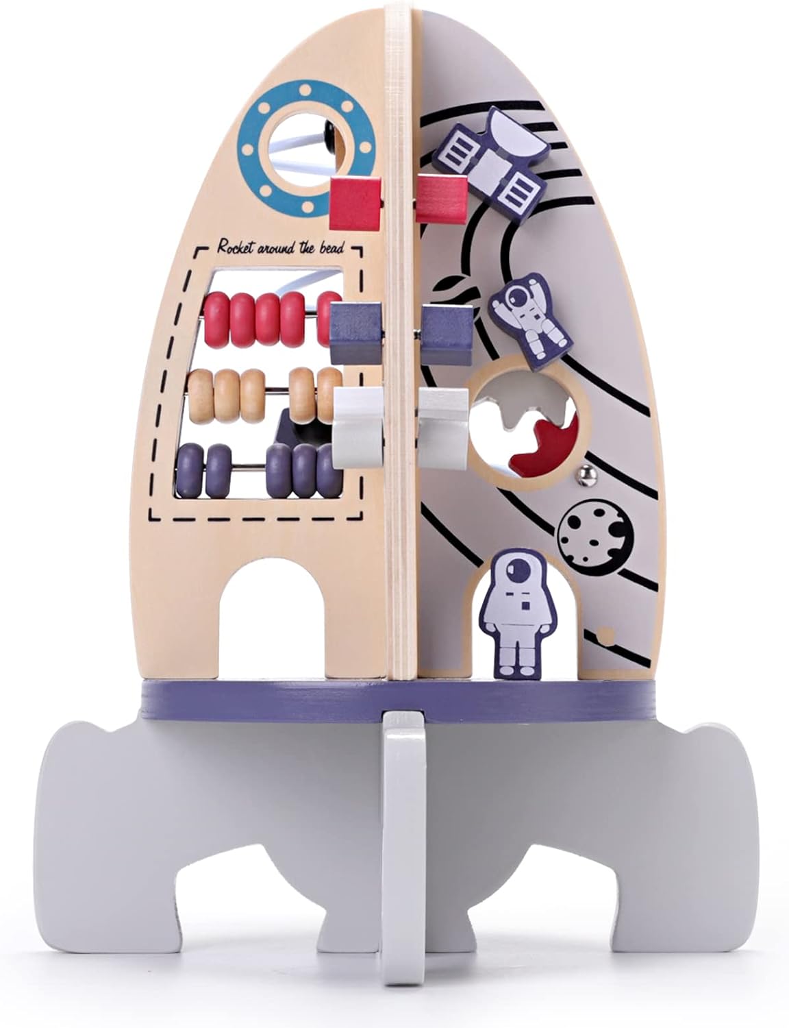 Wooden Montessori Activity Busy Board Rocket - Image 8