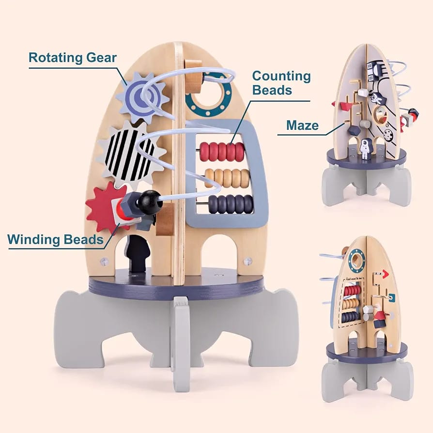 Wooden Montessori Activity Busy Board Rocket - Image 6