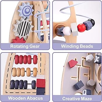 Wooden Montessori Activity Busy Board Rocket - Image 2