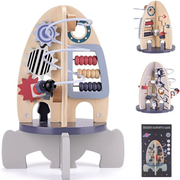 Wooden Montessori Activity Busy Board Rocket