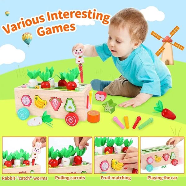 Wooden Montessori 5 in 1 Fruit and Vegetable Cart