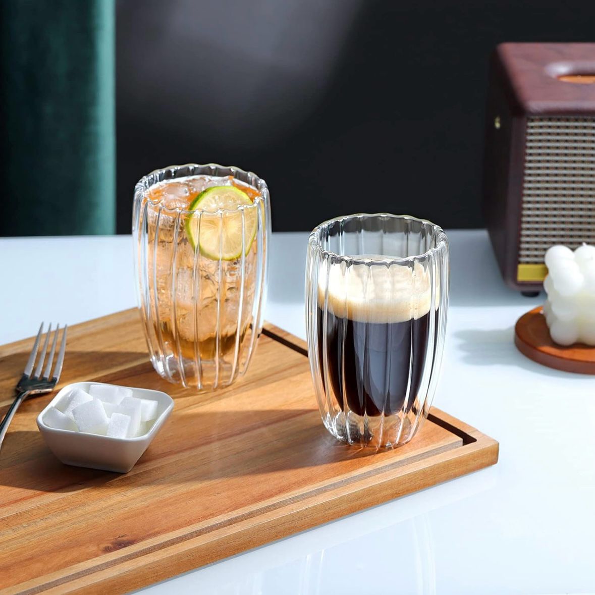 450ml Ripple Double Wall Iced Coffee Glasses Set Of 2 450ml Ripple Double Wall Iced Coffee Glasses Set Of 2