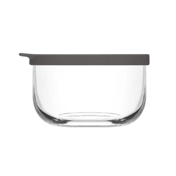 380ml Round Glass Bowl With Grey Lid