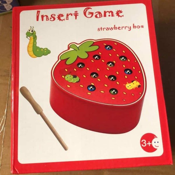 Alternative view of Strawberry Worm Catching Montessori Toy