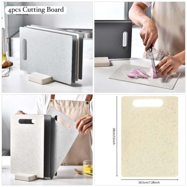 4pcs Wheat Straw Kitchen Cutting Board Set