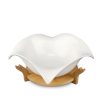 Elegant Ceramic Salad Bowl with Wooden Stand