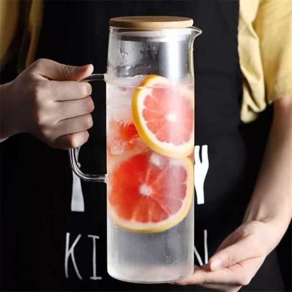 Alternative view of 1.5 litre Borosilicate Glass Jug with Bamboo Lid