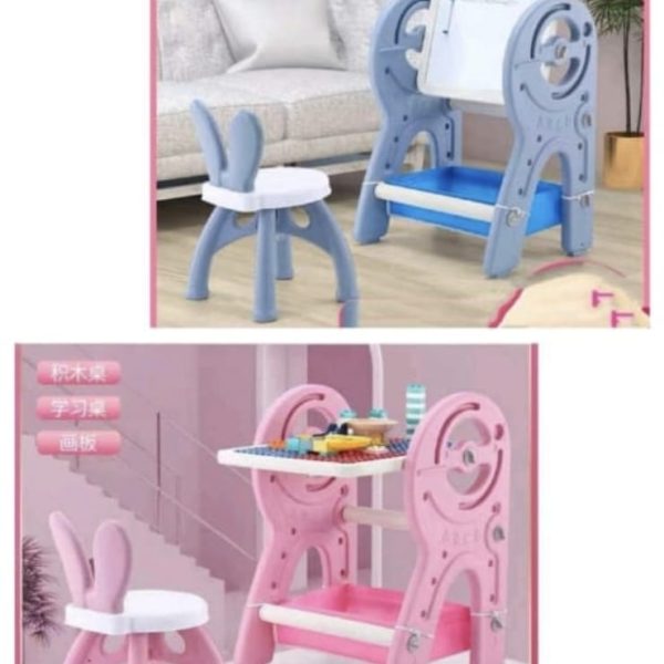 TODDLER ACTIVITY DESK WITH CHAIR & BLOCKS - 3 IN 1