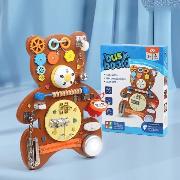 Montessori Bear Wooden Busy Board