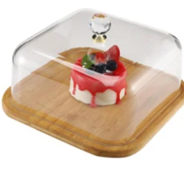 Square Bamboo Board with Acrylic Dome