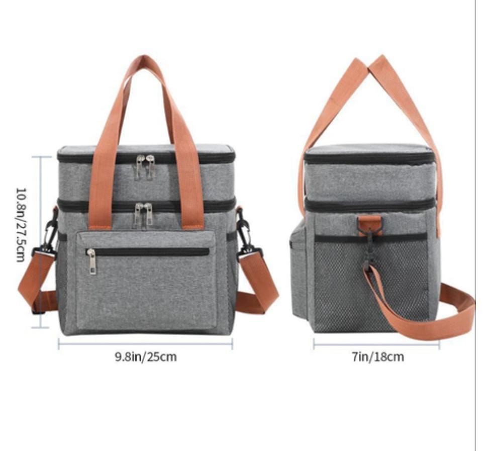 Double Compartment Lunch Cooler Bag with Strap - Image 3