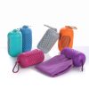 Summer cooling towel with silicone capsule and caribiner clip in different colours.