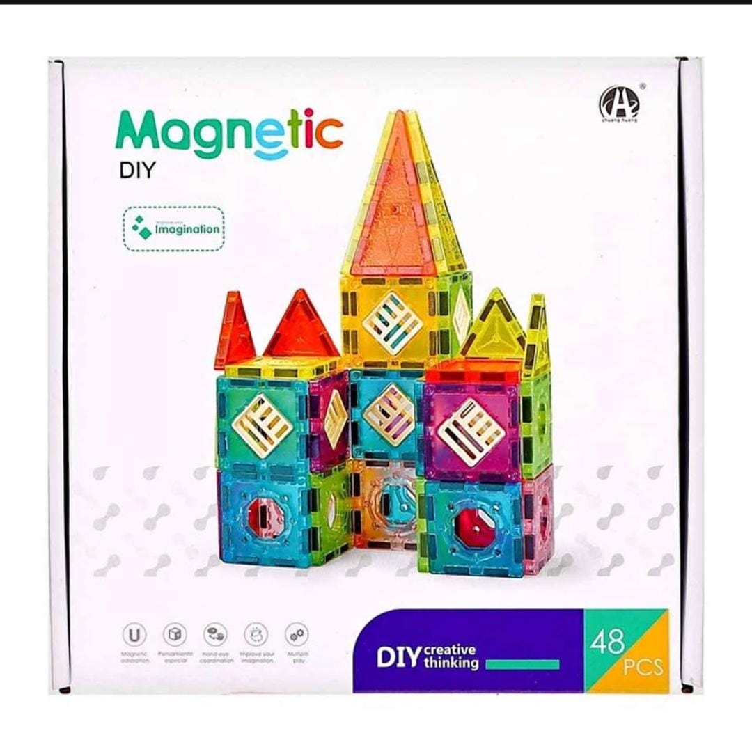 48Pcs Magnetic DIY Magnetic Tiles Castle for Kids - Image 2