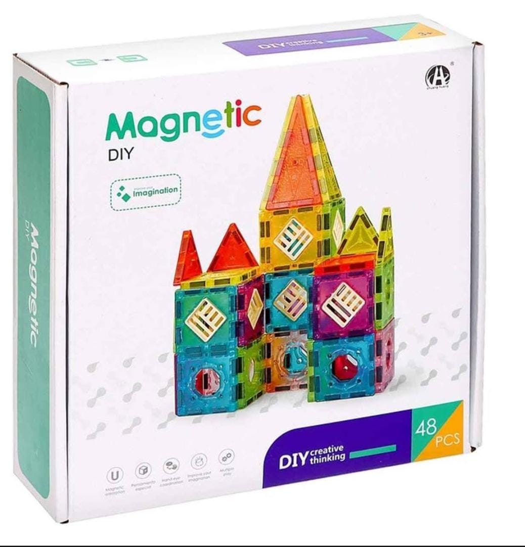48Pcs Magnetic DIY Magnetic Tiles Castle for Kids - Image 3