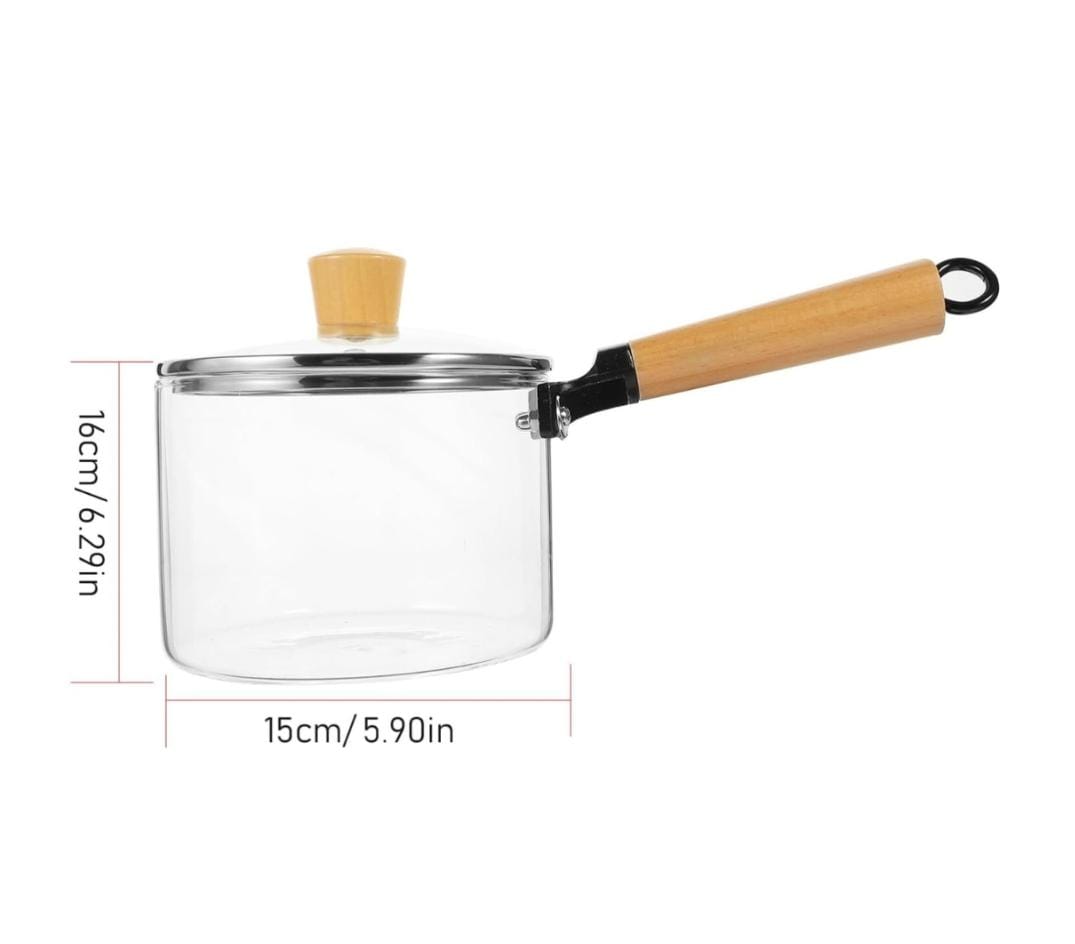 Clear Glass Saucepan with Wooden Handle - 1.8Litre - Image 3