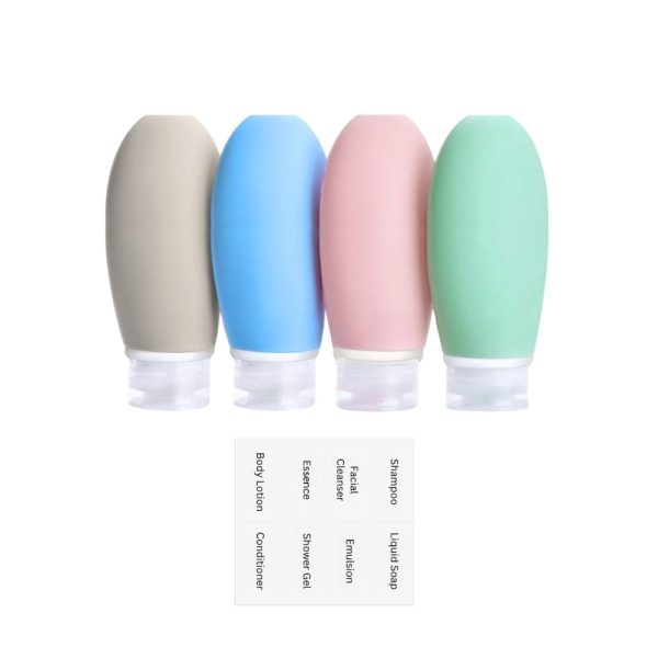 Leak-Proof Silicone Travel Bottle Set with Labels & Carry Bag
