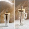 Borosilicate Glass Mug with Bamboo Lid and Stainless Steel Straw