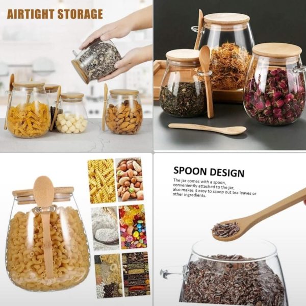 Alternative view of Glass Jar with Bamboo Lid and Spoon