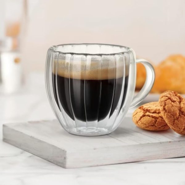 Striped Double Wall Mug Set 250ml and 350ml