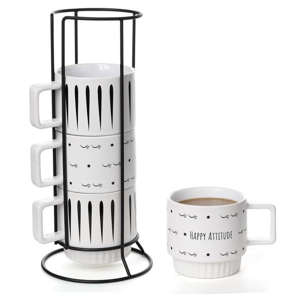 Alternative view of Porcelain Espresso Cups with Metal Stand