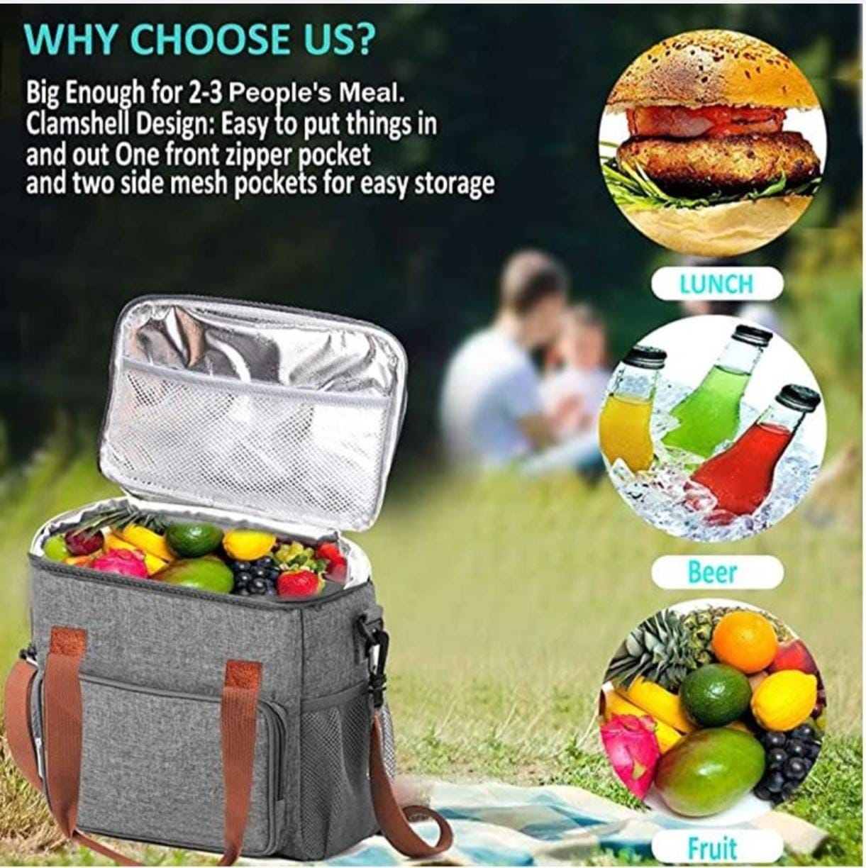 Portable Insulated Lunch Bag with Shoulder Strap - Image 3