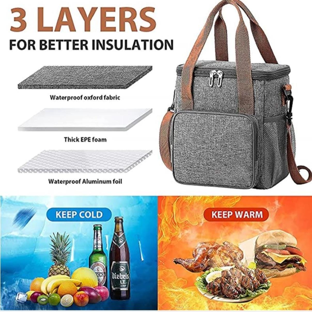 Portable Insulated Lunch Bag with Shoulder Strap - Image 4