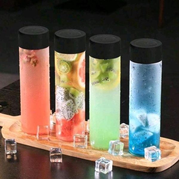 Alternative view of Cylindrical Water Bottles with black lid