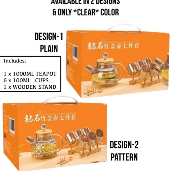 7PC Glass Tea Pot Set with Stand