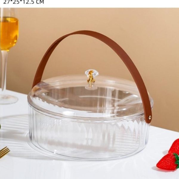 Acrylic Round Serving Container with Handle and High Lid