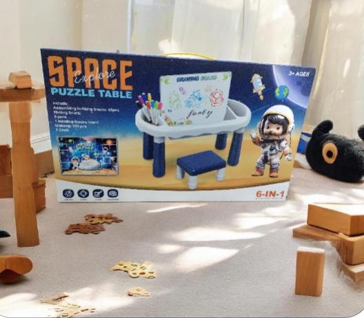 Alternative view of 6 in 1 Multifunction Space Explore Puzzle Table