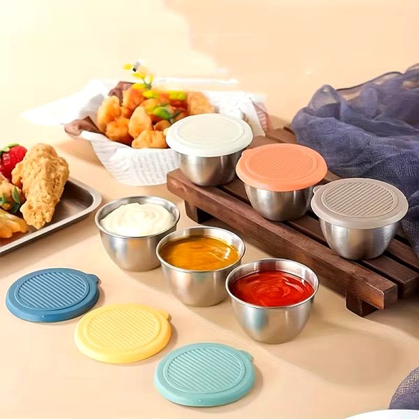 Alternative view of Stainless Steel 6 Piece Dip Bowls with Lids