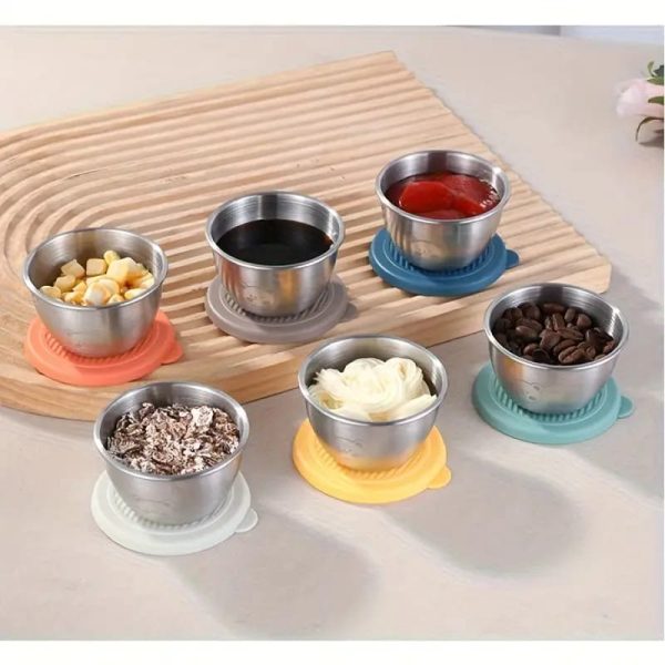 Stainless Steel 6 Piece Dip Bowls with Lids