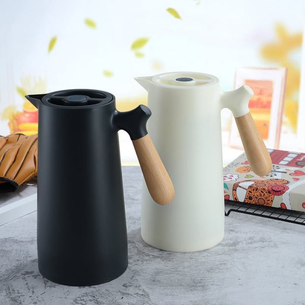 1 litre Vacuum Insulated Flasks with Wooden Handle