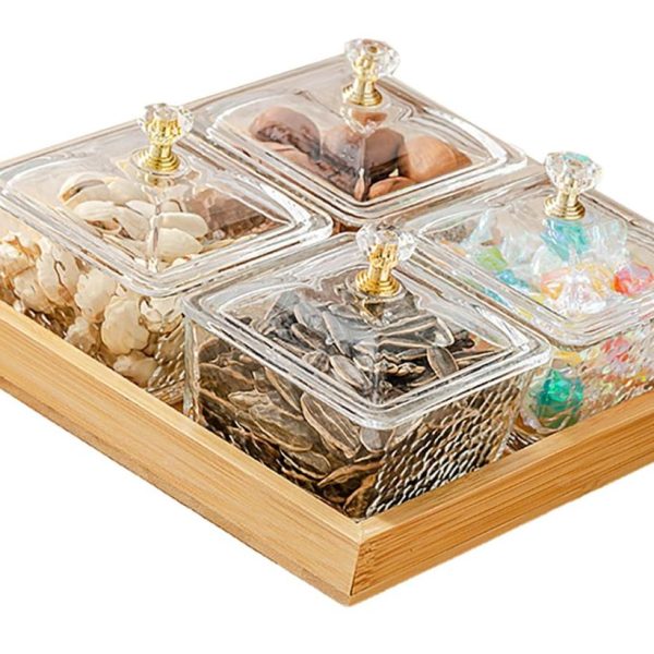 Alternative view of Minimalist Modern Style Multi-Compartment Snack Tray with Lid